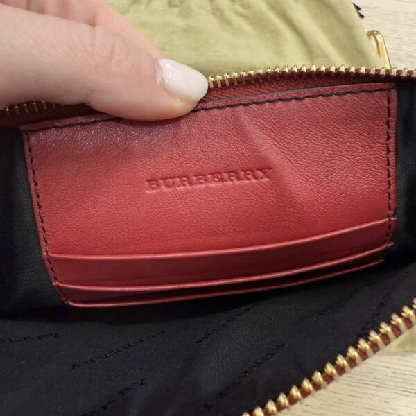 Burberry Nova Check Shoulder Bag Canvas Beige Red