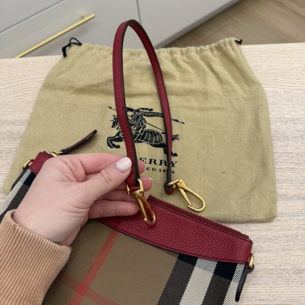 Burberry Nova Check Shoulder Bag Canvas Beige Red