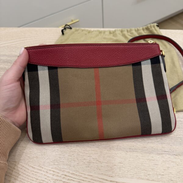 Burberry Nova Check Shoulder Bag Canvas Beige Red