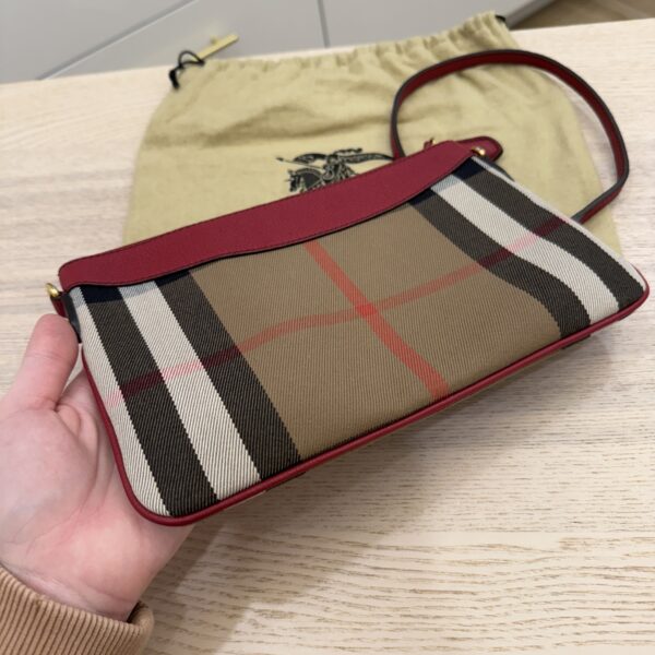 Burberry Nova Check Shoulder Bag Canvas Beige Red