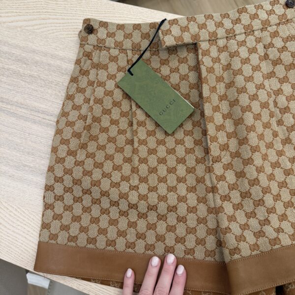 Gucci High Waisted GG Shorts with Silk Trim Size 42