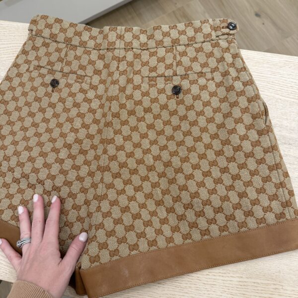 Gucci High Waisted GG Shorts with Silk Trim Size 42