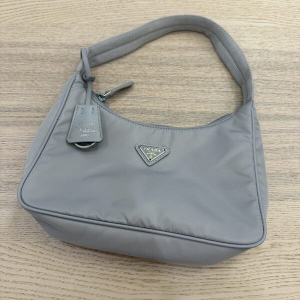 Prada Tessuto Nylon Mini Re-Edition 2000 Bag Light Grey