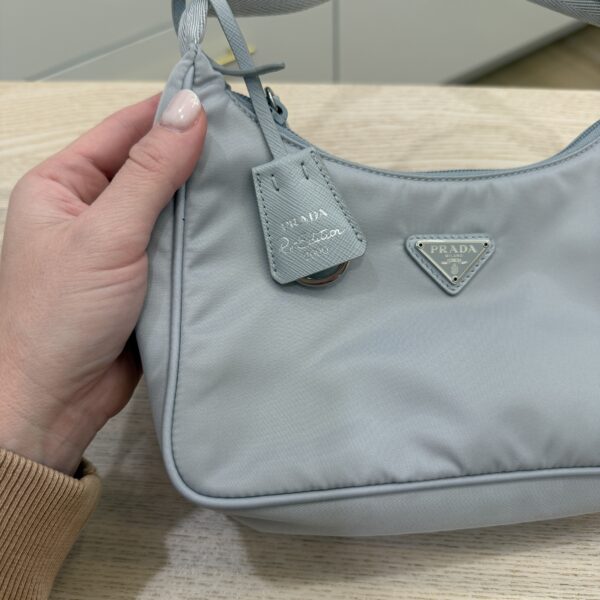 Prada Tessuto Nylon Mini Re-Edition 2000 Bag Light Grey