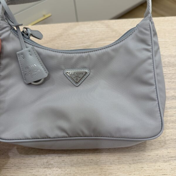Prada Tessuto Nylon Mini Re-Edition 2000 Bag Light Grey