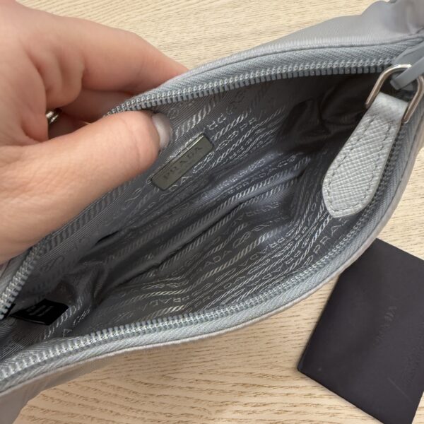 Prada Tessuto Nylon Mini Re-Edition 2000 Bag Light Grey
