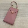 Prada 2023 Mini Saffiano Triangle Phone Bag Pink