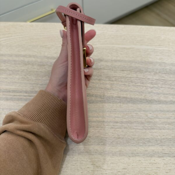 Prada 2023 Mini Saffiano Triangle Phone Bag Pink