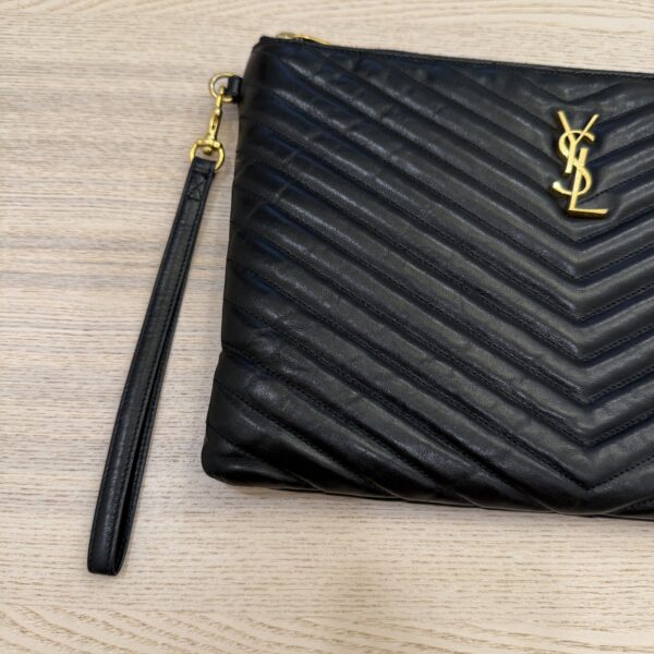 Saint Laurent Monogramme Quilted Leather Pouch Black