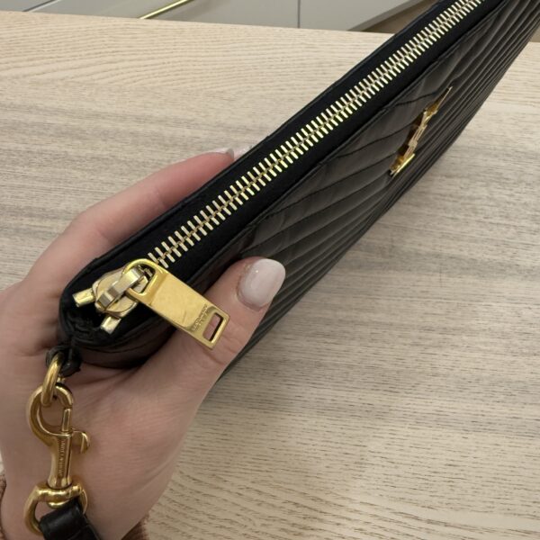 Saint Laurent Monogramme Quilted Leather Pouch Black