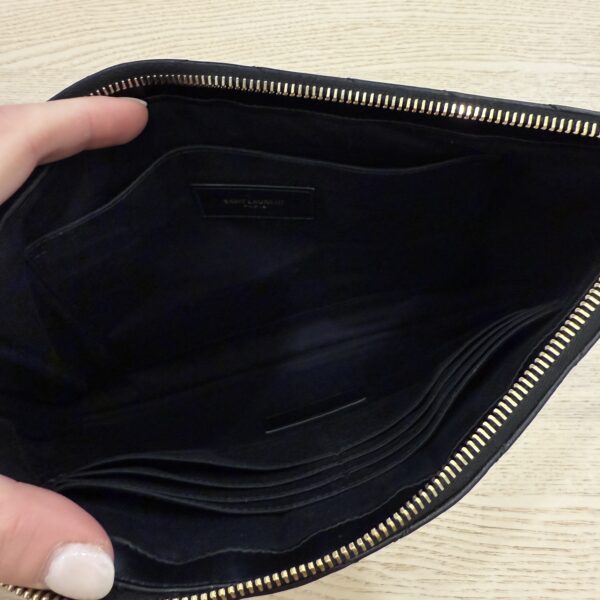 Saint Laurent Monogramme Quilted Leather Pouch Black