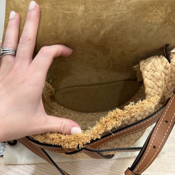 Loewe Calfskin Small Gate Crossbody Bag Raffia Tan