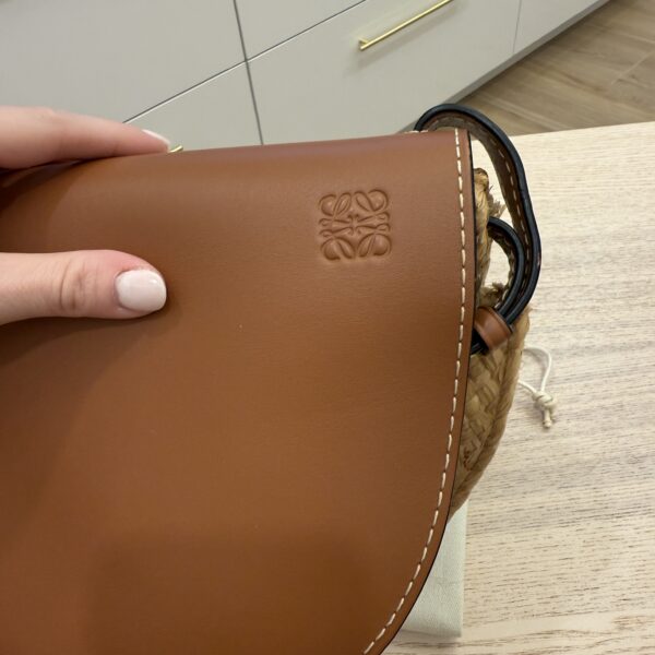 Loewe Calfskin Small Gate Crossbody Bag Raffia Tan