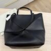 Loewe Medium Puzzle Fold Tote in Shiny Calfskin Black