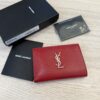 Saint Laurent Cassandre Smooth Leather Wallet Red Silver Hardware