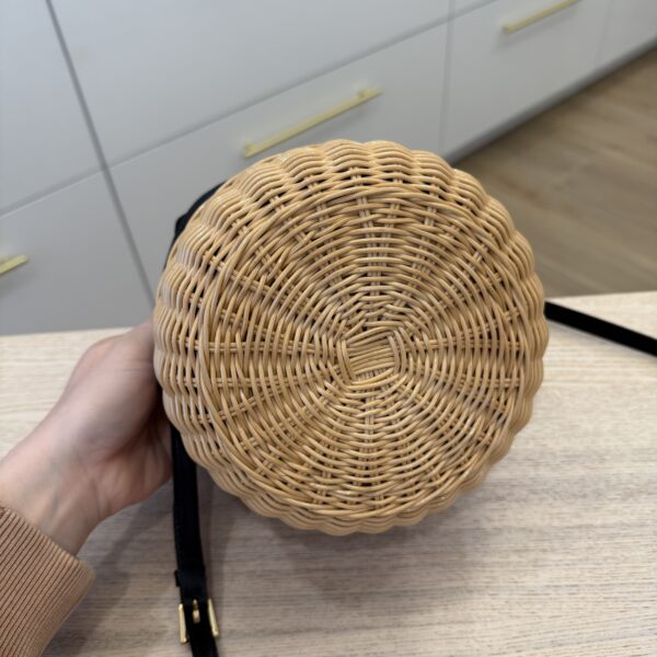 Prada Wicker Canvas Bucket Bag Black