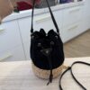 Prada Wicker Canvas Bucket Bag Black