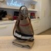 Burberry Canvas Mega Check Medium Ashby Hobo Saddle Brown