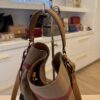 Burberry Canvas Mega Check Medium Ashby Hobo Saddle Brown