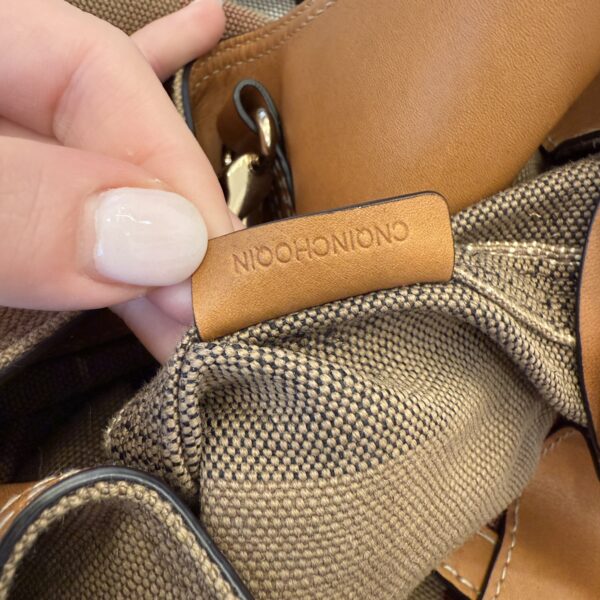 Burberry Canvas Mega Check Medium Ashby Hobo Saddle Brown