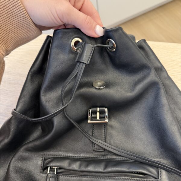 Prada Soft Calfskin Cinch Backpack Black