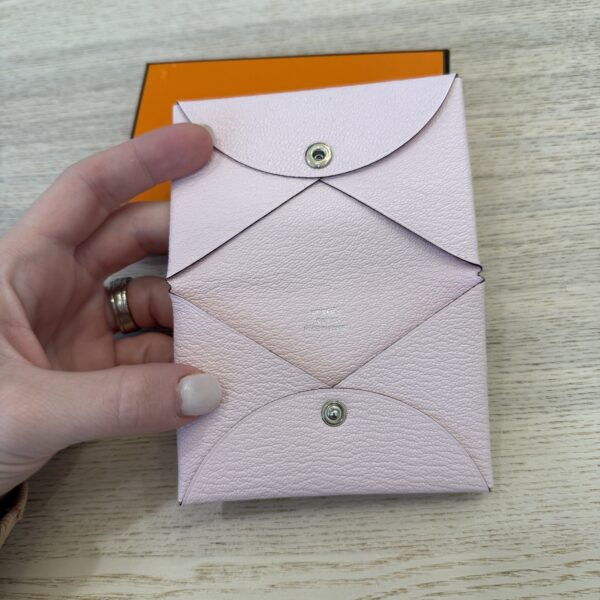 Hermes Chevre Mysore Calvi Card Case Rose Pale