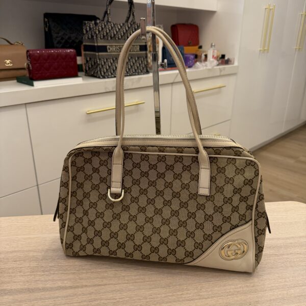 Gucci Monogram Medium New Britt Boston Off White