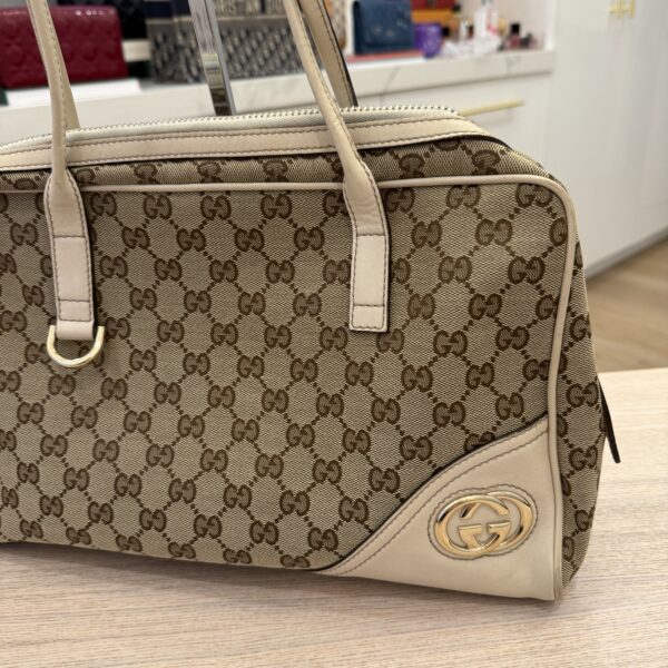 Gucci Monogram Medium New Britt Boston Off White