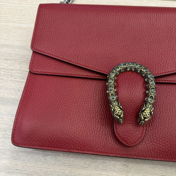 Gucci Dollar Calfskin Crystal Medium Dionysus Shoulder Bag Red