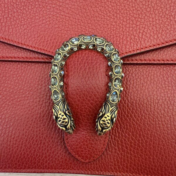 Gucci Dollar Calfskin Crystal Medium Dionysus Shoulder Bag Red
