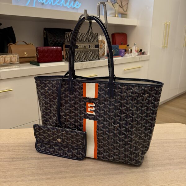 Goyard Goyardine Saint Louis PM Navy Striped "E"