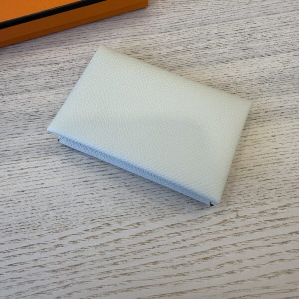 Hermes Epsom Calvi Card Case Verso Craie and Rouge Radieux