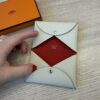 Hermes Epsom Calvi Card Case Verso Craie and Rouge Radieux