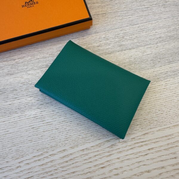 Hermes Epsom Calvi Card Case Verso Vert Vertigo and Jaune Milton