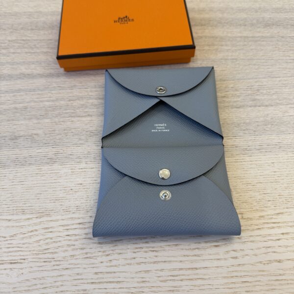 Hermes Epsom Calvi Duo Card Case Gris Pantin