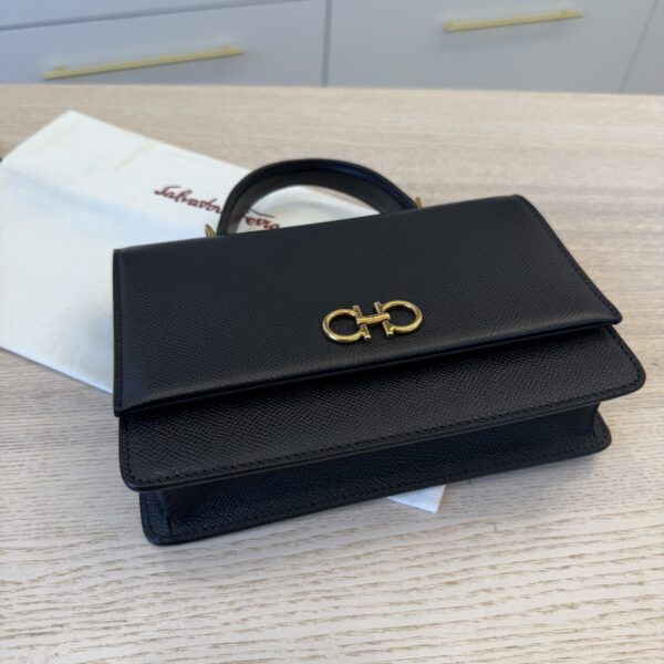 Salvatore Ferragamo Gancini Black Top Handle Crossbody