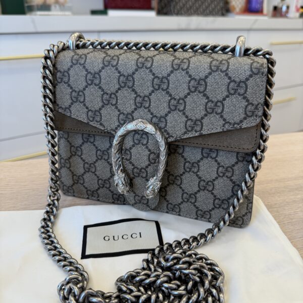 Gucci GG Supreme Monogram Mini Dionysus Shoulder Bag Taupe