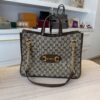 Gucci Monogram New Sakai Calfskin Lux Medium Horsebit 1955 Tote Bag Beige Ebony New Tan