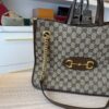Gucci Monogram New Sakai Calfskin Lux Medium Horsebit 1955 Tote Bag Beige Ebony New Tan