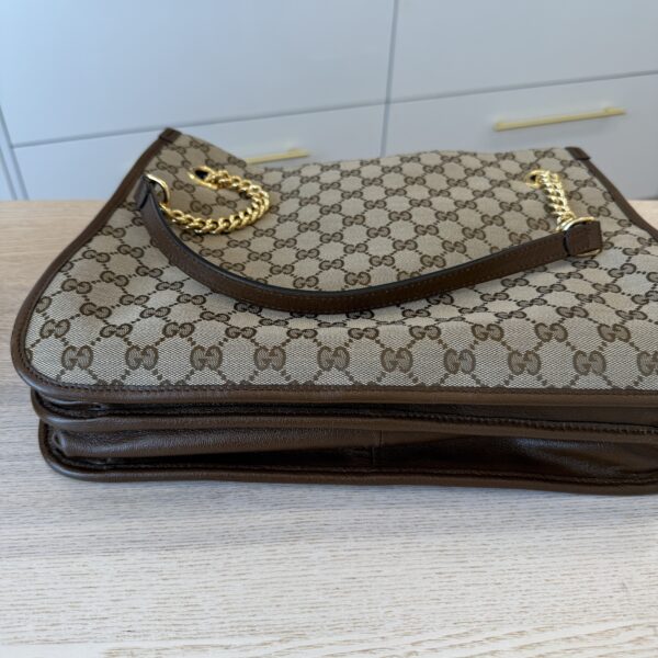 Gucci Monogram New Sakai Calfskin Lux Medium Horsebit 1955 Tote Bag Beige Ebony New Tan