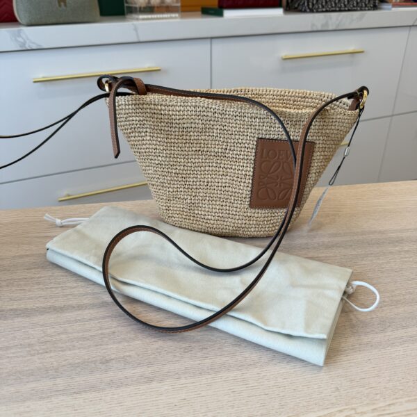 Loewe Slit Pochette Bag in Raffia and Calfskin