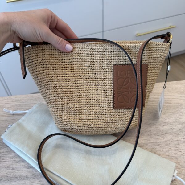 Loewe Slit Pochette Bag in Raffia and Calfskin