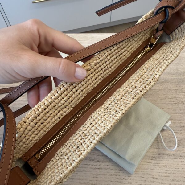 Loewe Slit Pochette Bag in Raffia and Calfskin