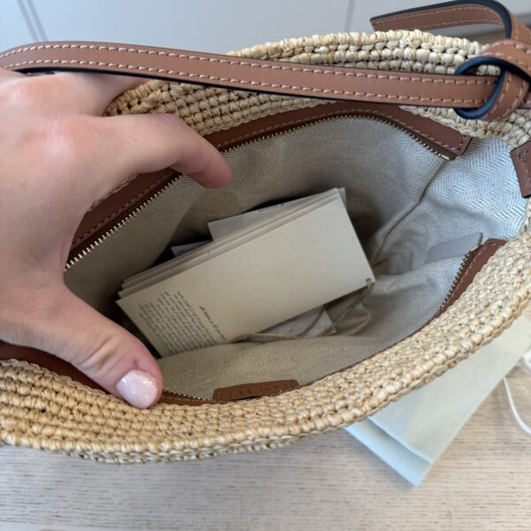 Loewe Slit Pochette Bag in Raffia and Calfskin
