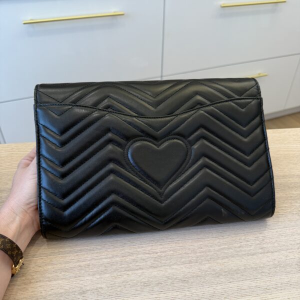 Gucci GG Marmont Flap Clutch Matelasse Leather Black