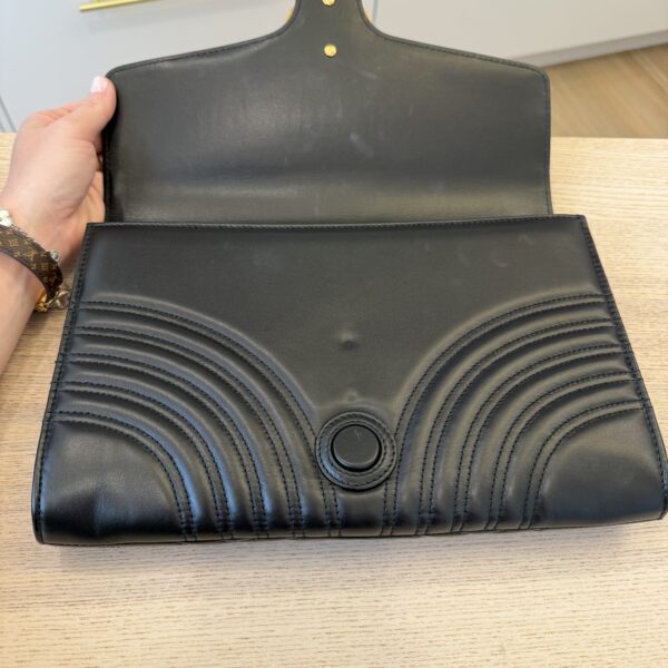 Gucci GG Marmont Flap Clutch Matelasse Leather Black