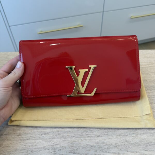 Louis Vuitton Louise Clutch Patent Long Red