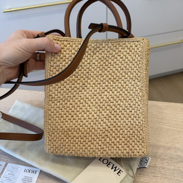 Loewe A5 Raffia & Leather Tote Bag