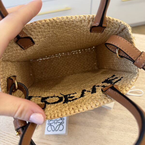Loewe A5 Raffia & Leather Tote Bag