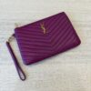 Saint Laurent YSL Monogram Small Pouch in Smooth Leather Purple and Gold Hardware